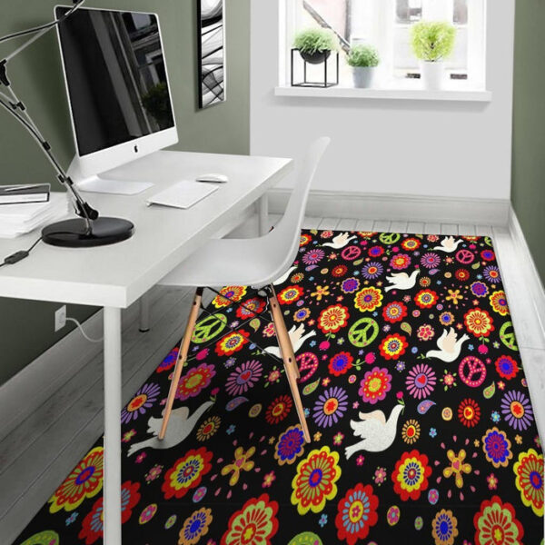 Peace Sign Hippie Sillvela Area Rug