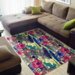 Peacock Feather Floral Pattern Print Sillvela Area Rug