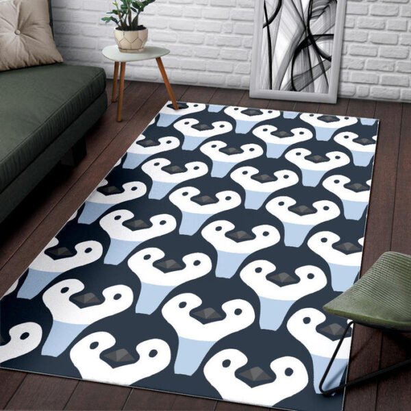Penguin Face Pattern Print Sillvela Area Rug