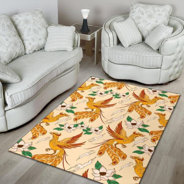 Phoenix Floral Pattern Print Sillvela Area Rug