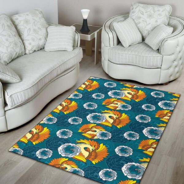 Phoenix Pattern Print Floral Sillvela Area Rug