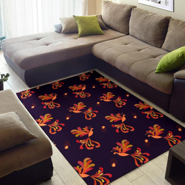Phoenix Print Pattern Sillvela Area Rug