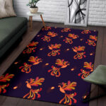 Phoenix Print Pattern Sillvela Area Rug