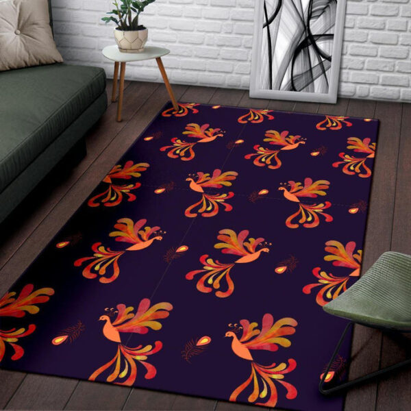 Phoenix Print Pattern Sillvela Area Rug