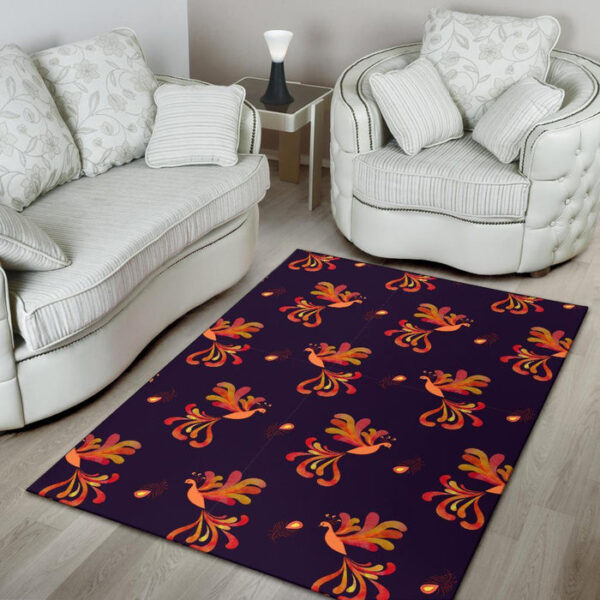 Phoenix Print Pattern Sillvela Area Rug