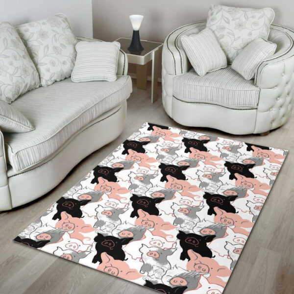 Pig Hand Drawn Pattern Print Sillvela Area Rug