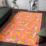 Pink Banana Pattern Print Sillvela Area Rug