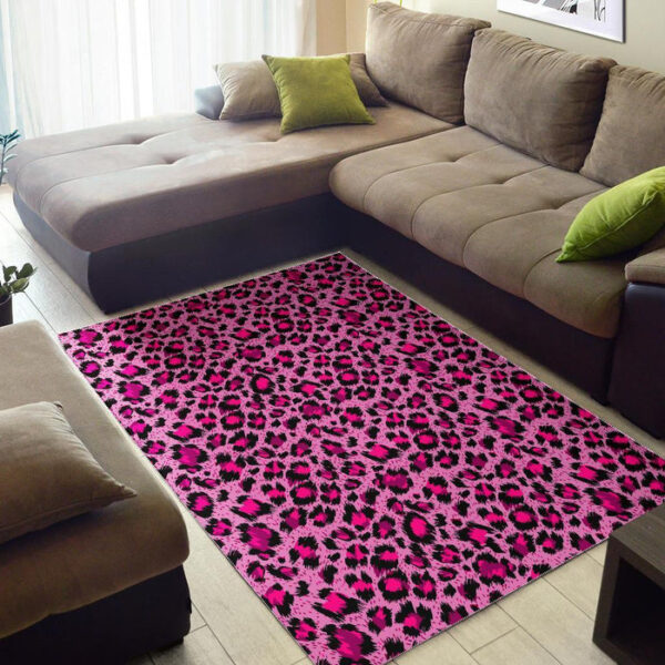 Pink Cheetah Leopard Pattern Print Sillvela Area Rug