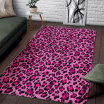 Pink Cheetah Leopard Pattern Print Sillvela Area Rug