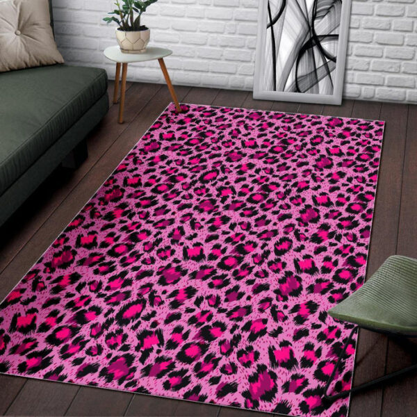 Pink Cheetah Leopard Pattern Print Sillvela Area Rug
