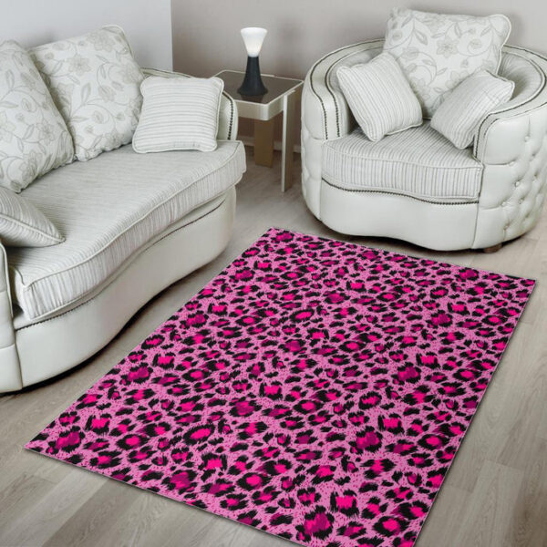 Pink Cheetah Leopard Pattern Print Sillvela Area Rug