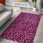 Pink Cheetah Leopard Pattern Print Sillvela Area Rug