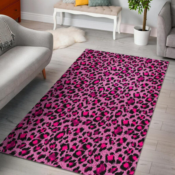 Pink Cheetah Leopard Pattern Print Sillvela Area Rug