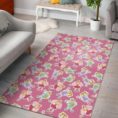 Pink Fairy Pattern Print Sillvela Area Rug
