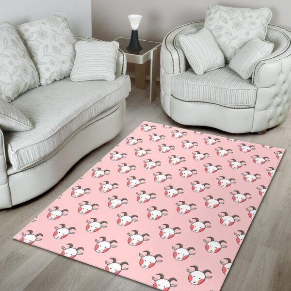 Pink Goat Sheep Pattern Print Sillvela Area Rug