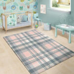 Pink Grey Plaid Tartan Sillvela Area Rug