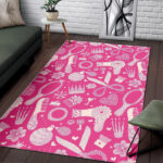 Pink Hair Stylist Pattern Print Sillvela Area Rug