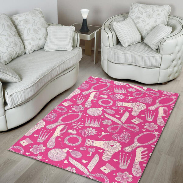 Pink Hair Stylist Pattern Print Sillvela Area Rug