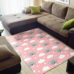 Pink Koala Pattern Print Sillvela Area Rug