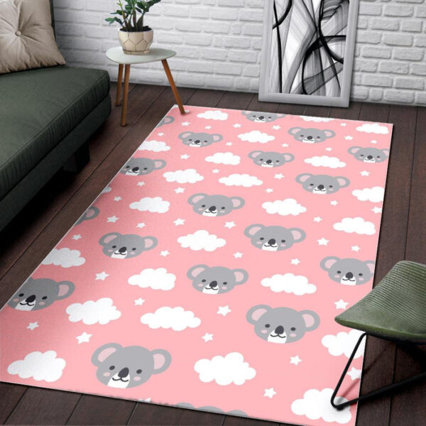 Pink Koala Pattern Print Sillvela Area Rug