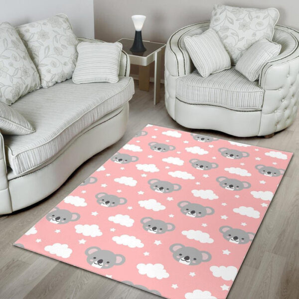 Pink Koala Pattern Print Sillvela Area Rug