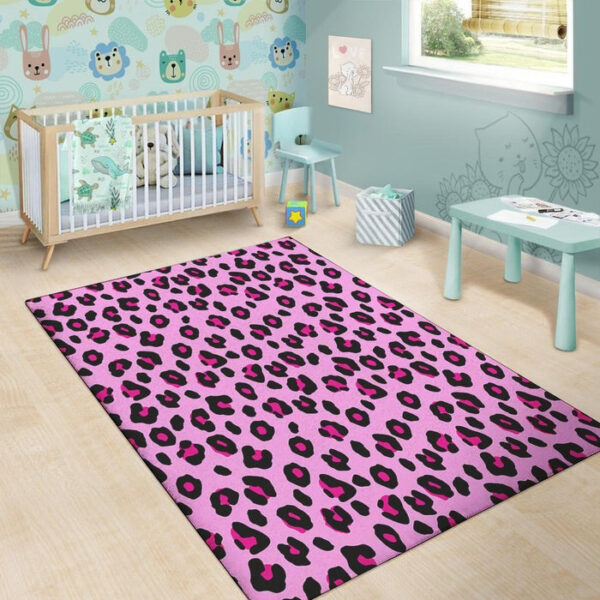 Pink Leopard Sillvela Area Rug