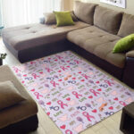 Pink Ribbon Breast Cancer Awareness Pattern Print Sillvela Area Rug