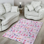 Pink Ribbon Breast Cancer Awareness Pattern Print Sillvela Area Rug