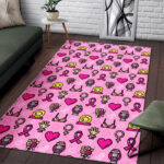 Pink Ribbon Breast Cancer Awareness Print Pattern Sillvela Area Rug