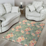 Pink Rose And Peony Floral Sillvela Area Rug