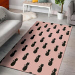 Pink Silhouette Cat Print Sillvela Area Rug