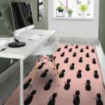 Pink Silhouette Cat Print Sillvela Area Rug