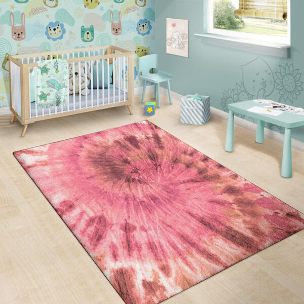 Pink Tie Dye Print Sillvela Area Rug