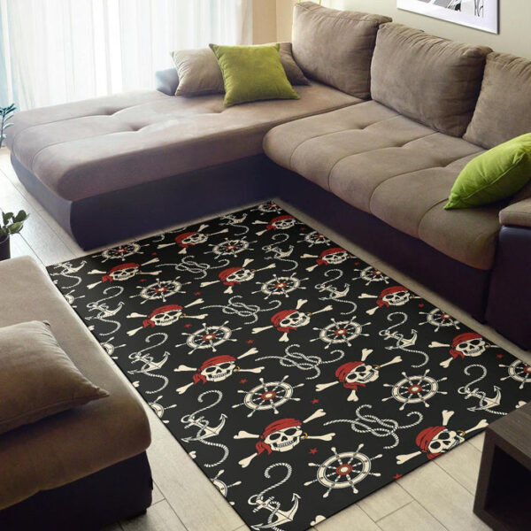 Pirate Skull Pattern Print Sillvela Area Rug