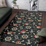 Pirate Skull Pattern Print Sillvela Area Rug