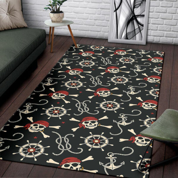 Pirate Skull Pattern Print Sillvela Area Rug