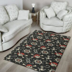 Pirate Skull Pattern Print Sillvela Area Rug