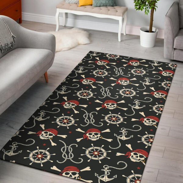 Pirate Skull Pattern Print Sillvela Area Rug