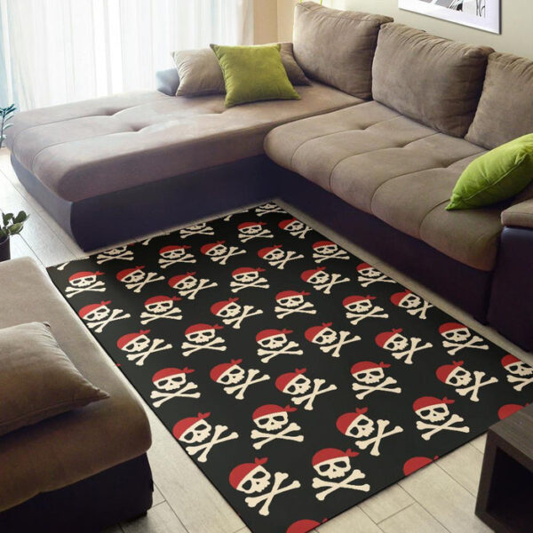 Pirate Skull Print Pattern Sillvela Area Rug