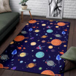 Planet Print Pattern Sillvela Area Rug