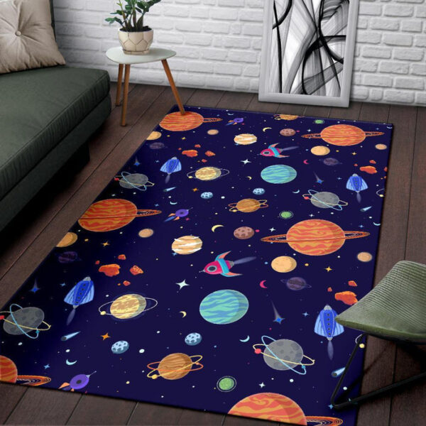 Planet Print Pattern Sillvela Area Rug
