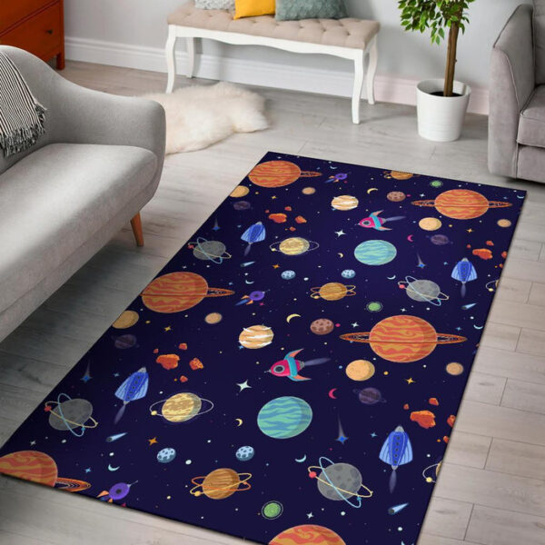 Planet Print Pattern Sillvela Area Rug