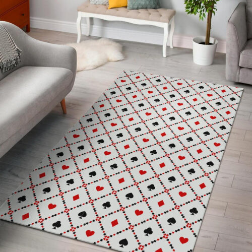 Playing Card Casino Poker Pattern Print Sillvela Area Rug