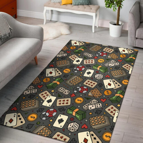 Poker Casino Pattern Print Sillvela Area Rug