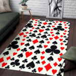 Poker Casino Playing Card Pattern Print Sillvela Area Rug