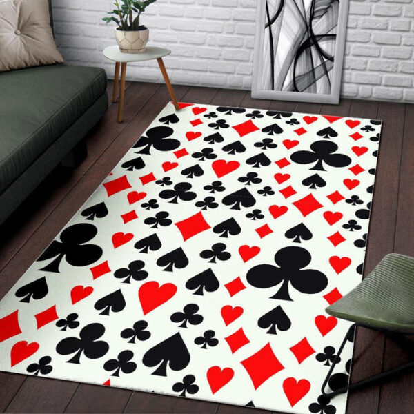 Poker Casino Playing Card Pattern Print Sillvela Area Rug