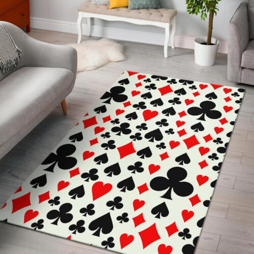 Poker Casino Playing Card Pattern Print Sillvela Area Rug