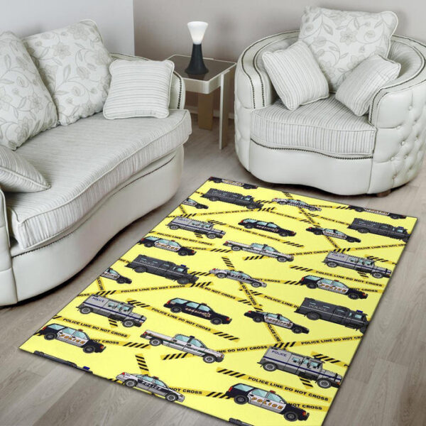 Police Car Pattern Print Sillvela Area Rug