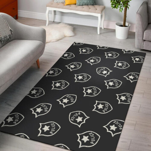 Police Pattern Print Sillvela Area Rug