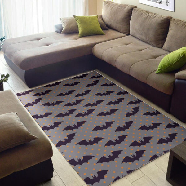 Polka Dot Halloween Bat Pattern Print Sillvela Area Rug